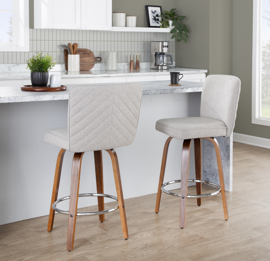 Marcei IV Beige Swivel Counter Height Stool, Set of 2 - Thumbnail - Image 2