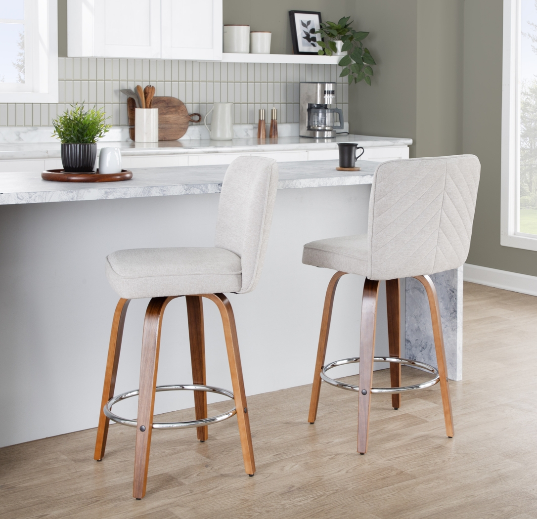 Marcei IV Beige Swivel Counter Height Stool, Set of 2 - Thumbnail - Image 3