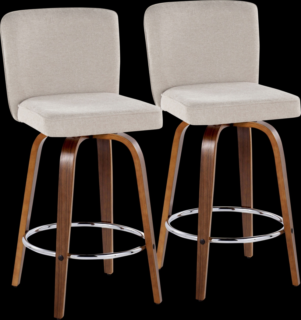 Marcei IV Beige Swivel Counter Height Stool, Set of 2 - Thumbnail - Image 1