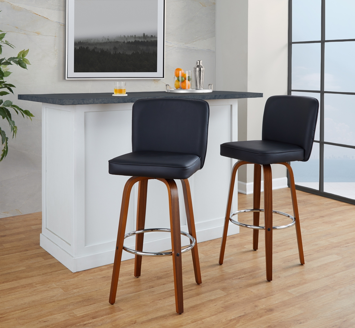 Marcei IV Black Swivel Barstool, Set of 2 - Thumbnail - Image 2