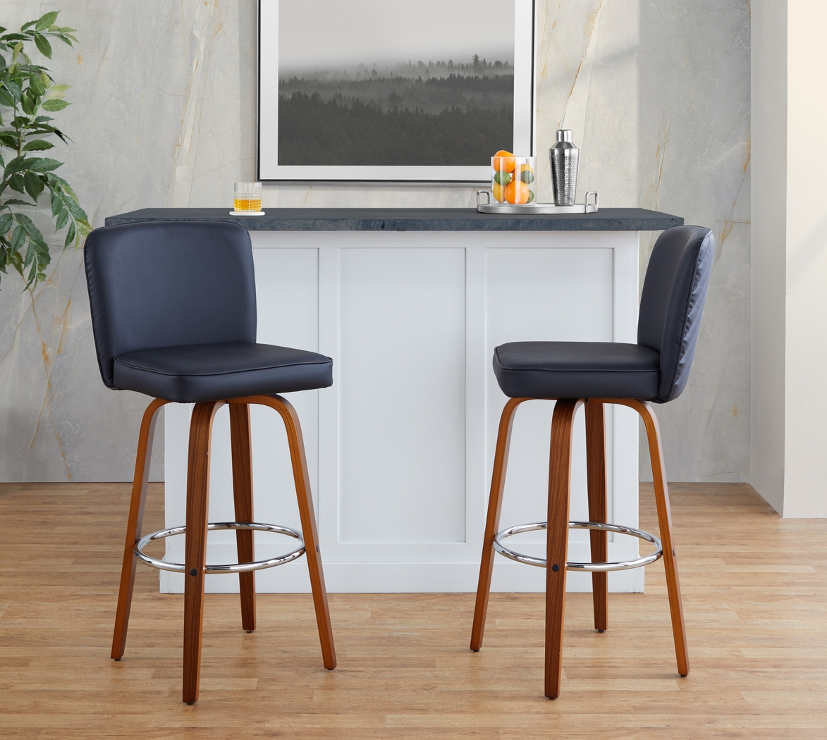 Marcei IV Black Swivel Barstool, Set of 2 - Thumbnail - Image 4