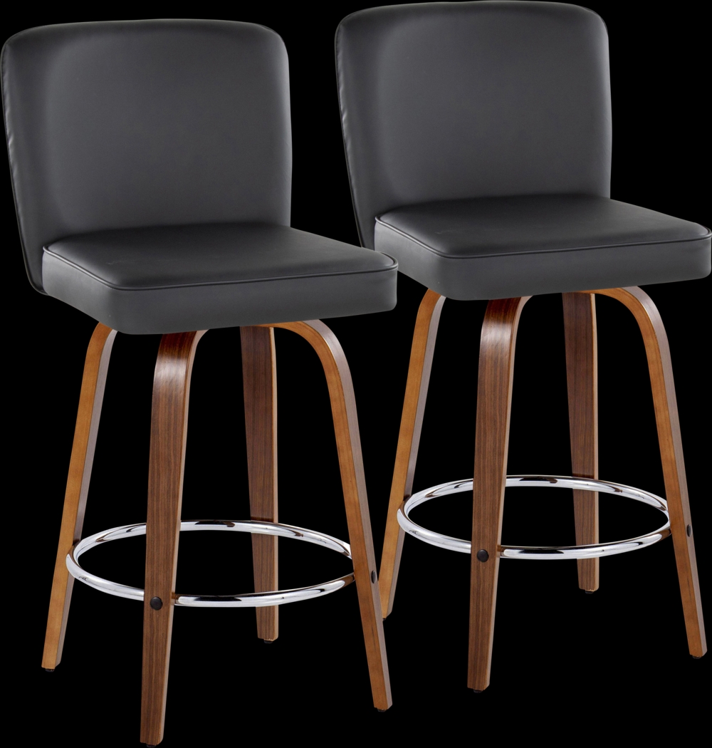 Marcei IV Black Swivel Counter Height Stool, Set of 2 - Thumbnail - Image 1