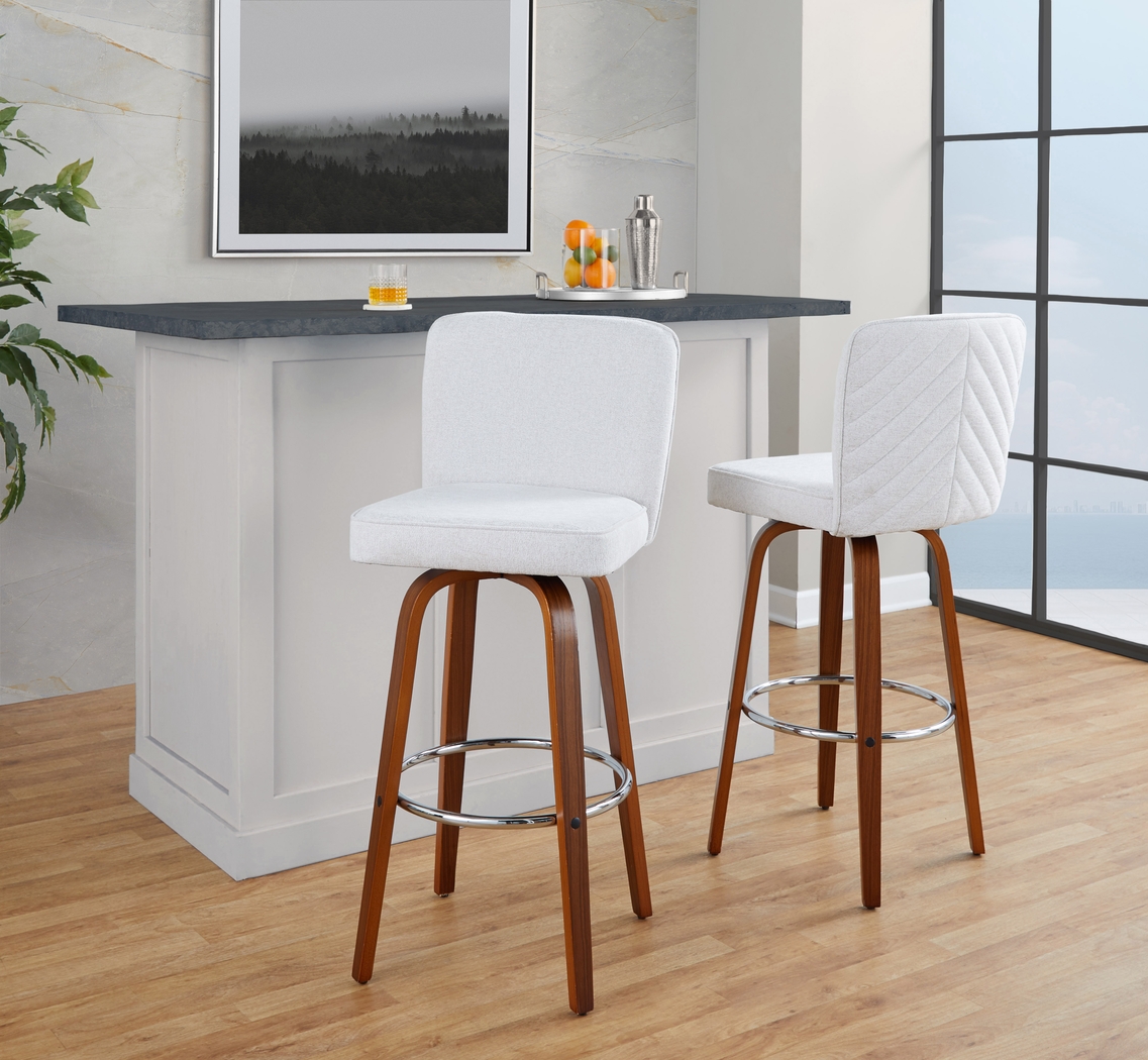 Marcei IV White Swivel Barstool, Set of 2 - Thumbnail - Image 3