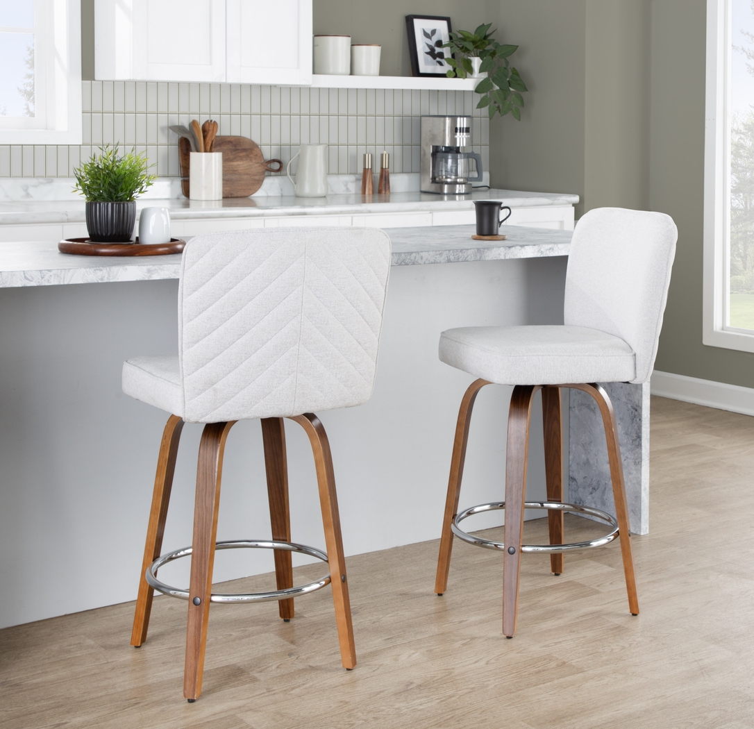 Marcei IV White Swivel Counter Height Stool, Set of 2 - Thumbnail - Image 2