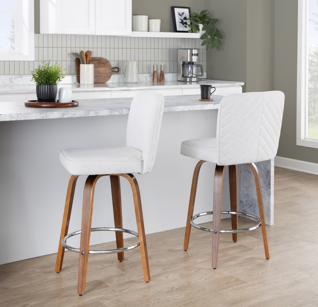 Marcei IV White Swivel Counter Height Stool, Set of 2 - Thumbnail - Image 3
