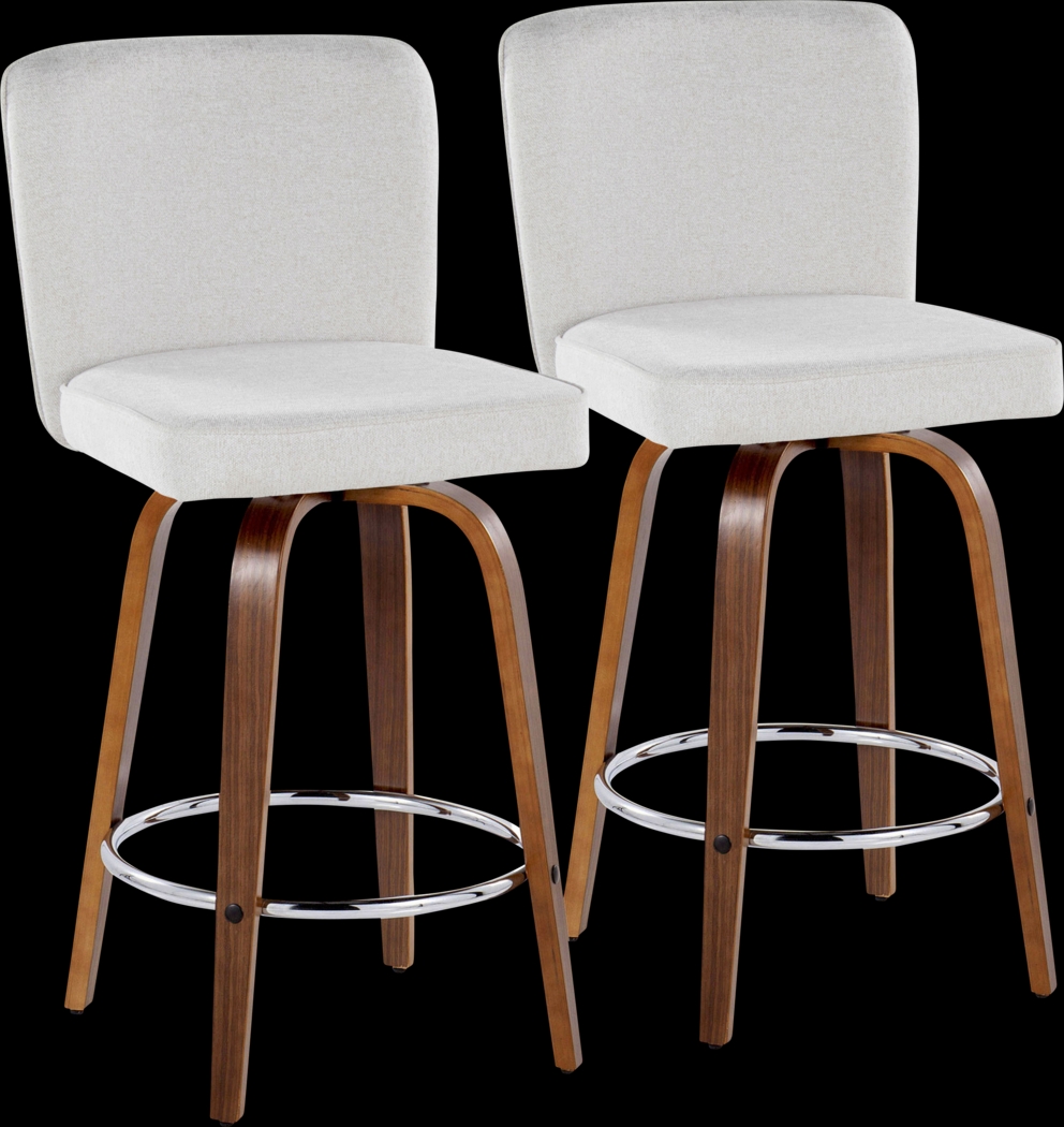 Marcei IV White Swivel Counter Height Stool, Set of 2 - Thumbnail - Image 1