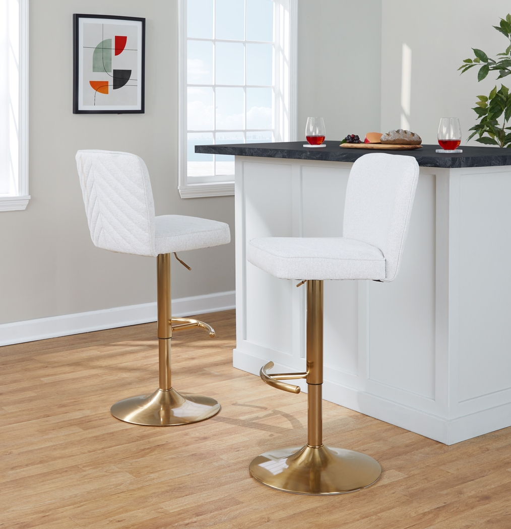 Marcei White Adjustable Swivel Barstool, Set of 2 - Thumbnail - Image 2