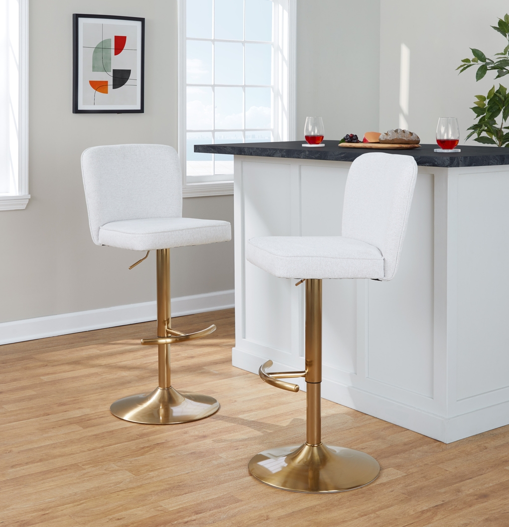 Marcei White Adjustable Swivel Barstool, Set of 2 - Thumbnail - Image 3