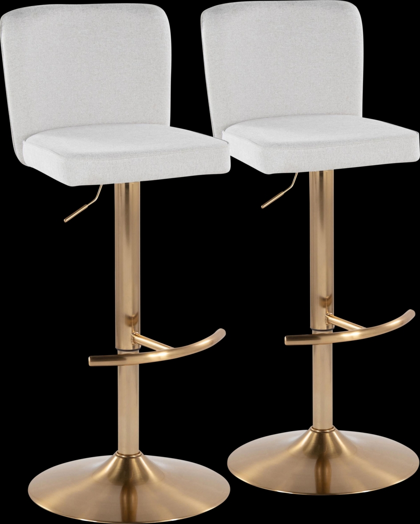 Marcei White Adjustable Swivel Barstool, Set of 2 - Thumbnail - Image 1