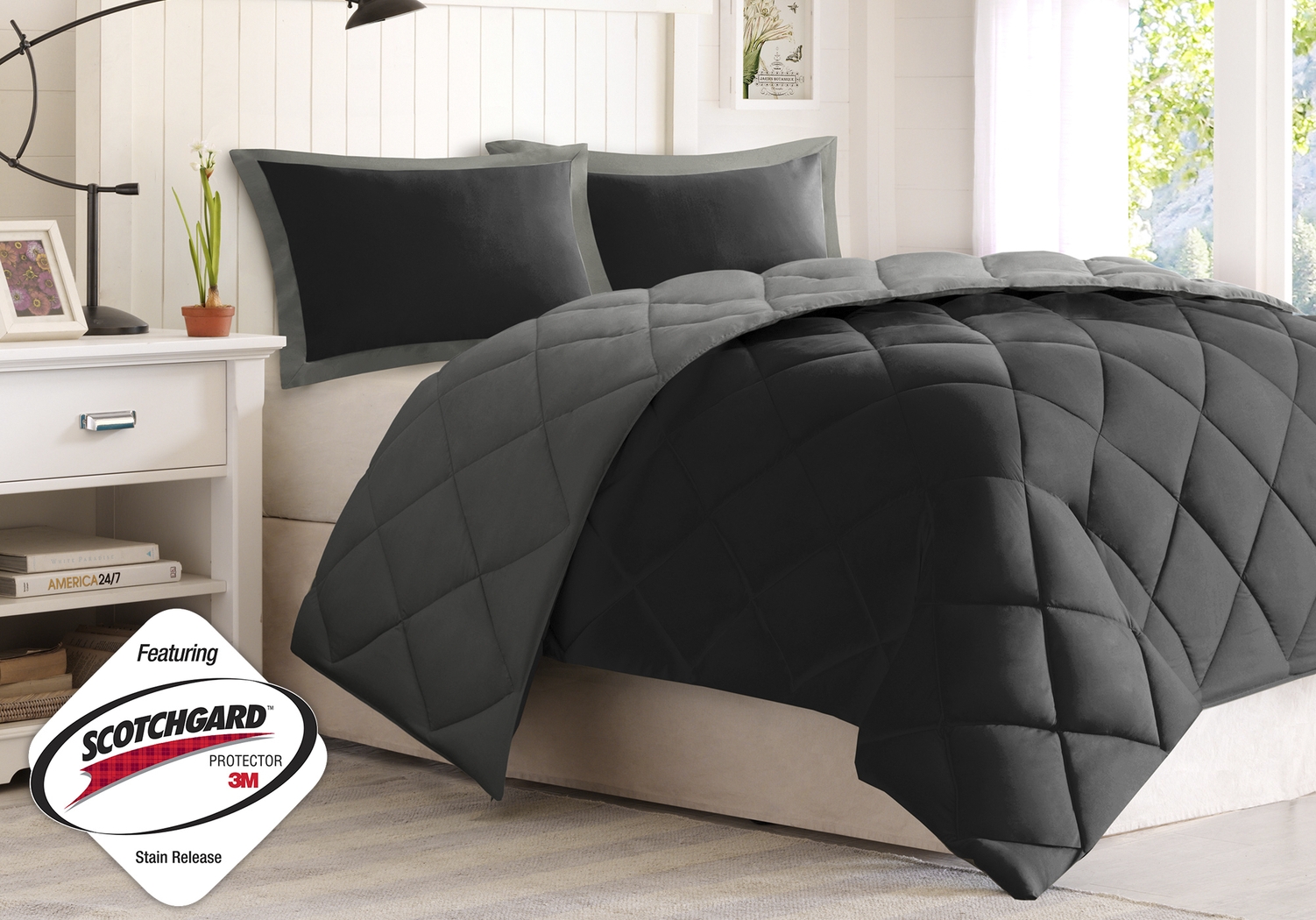 Marcel Black/Gray 2 Pc Twin Bed Set - Thumbnail - Image 1