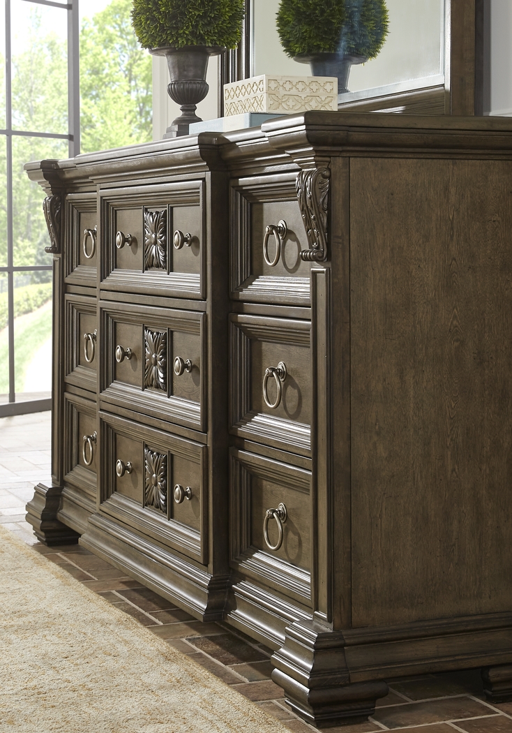 Marcelle Brown 7 Pc King Panel Bedroom - Thumbnail - Image 5