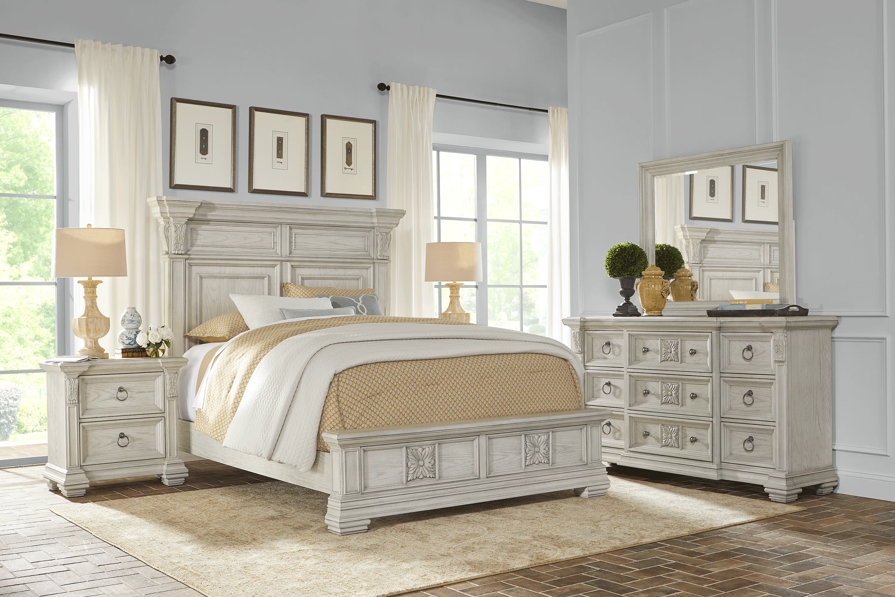 Marcelle White 7 Pc Queen Panel Bedroom - Thumbnail - Image 1