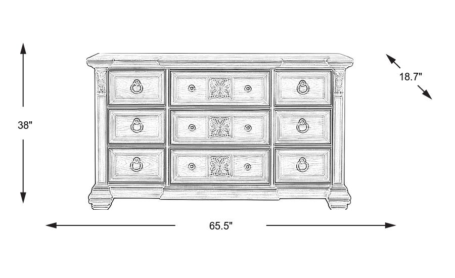 Dimension Image. Please refer to the Dimension Tab on this page for dimension details.