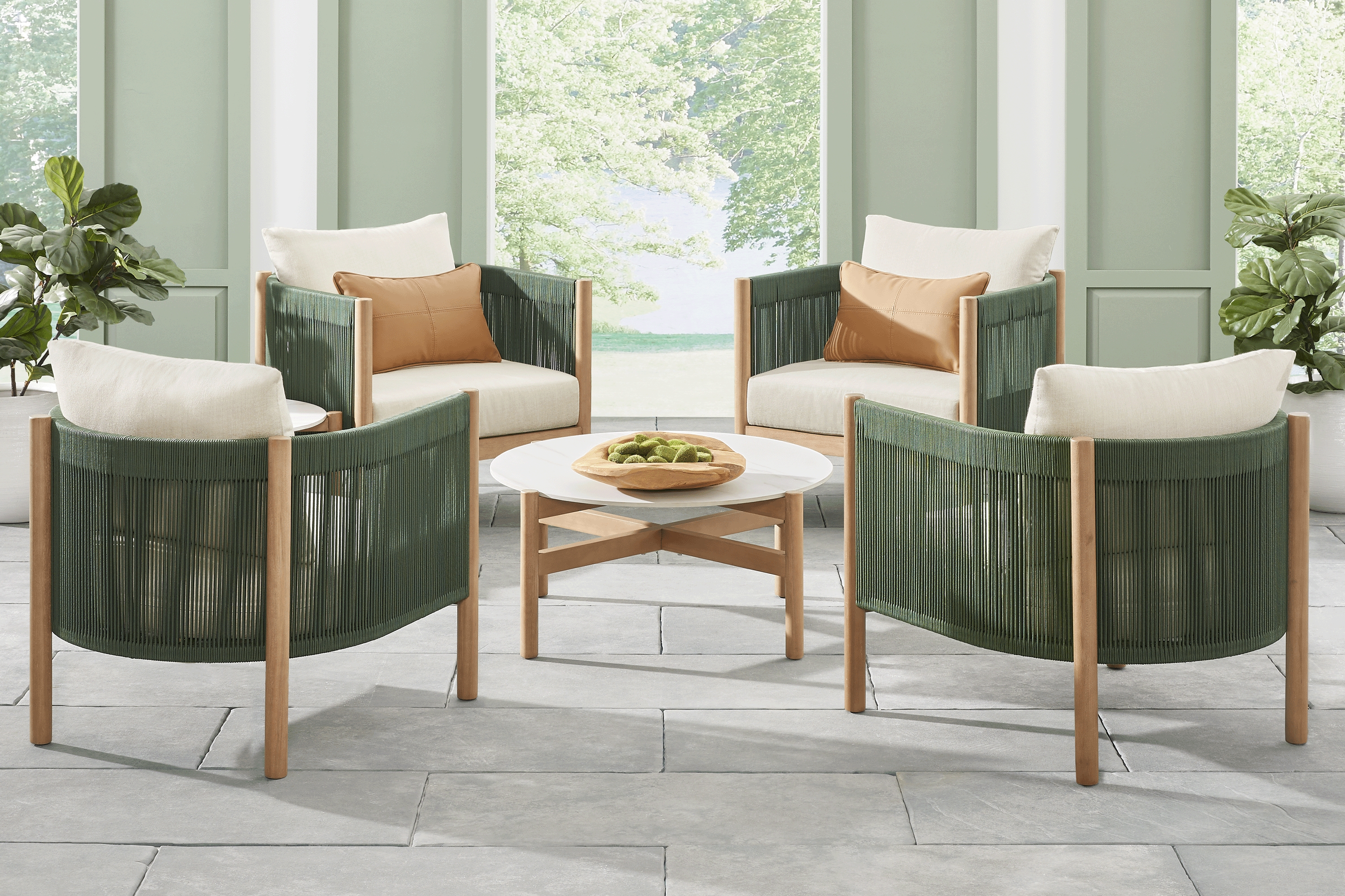 Marche Green 6 Pc Outdoor Chat Set - Thumbnail - Image 1