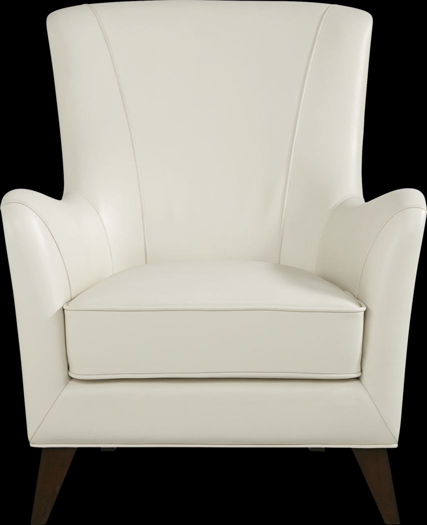 Marchese Ivory Leather Accent Chair - Thumbnail - Image 2