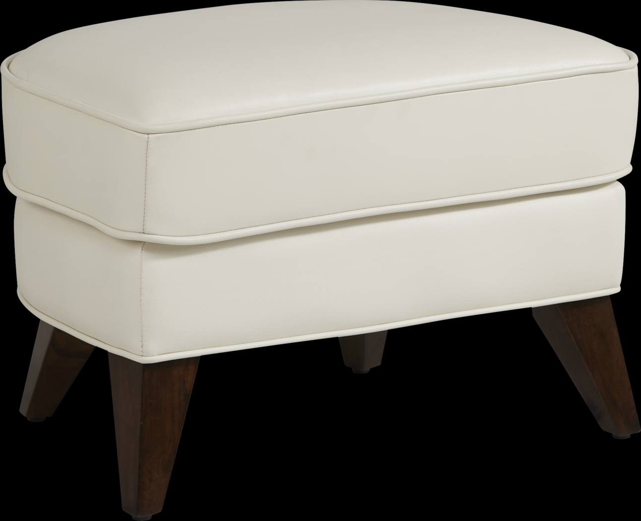 Marchese Ivory Leather Accent Ottoman - Thumbnail - Image 1