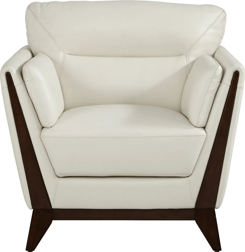 Marchese Ivory Leather Chair - Thumbnail - Image 2