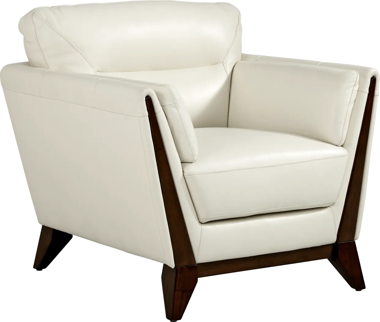 Marchese Ivory Leather Chair - Thumbnail - Image 1