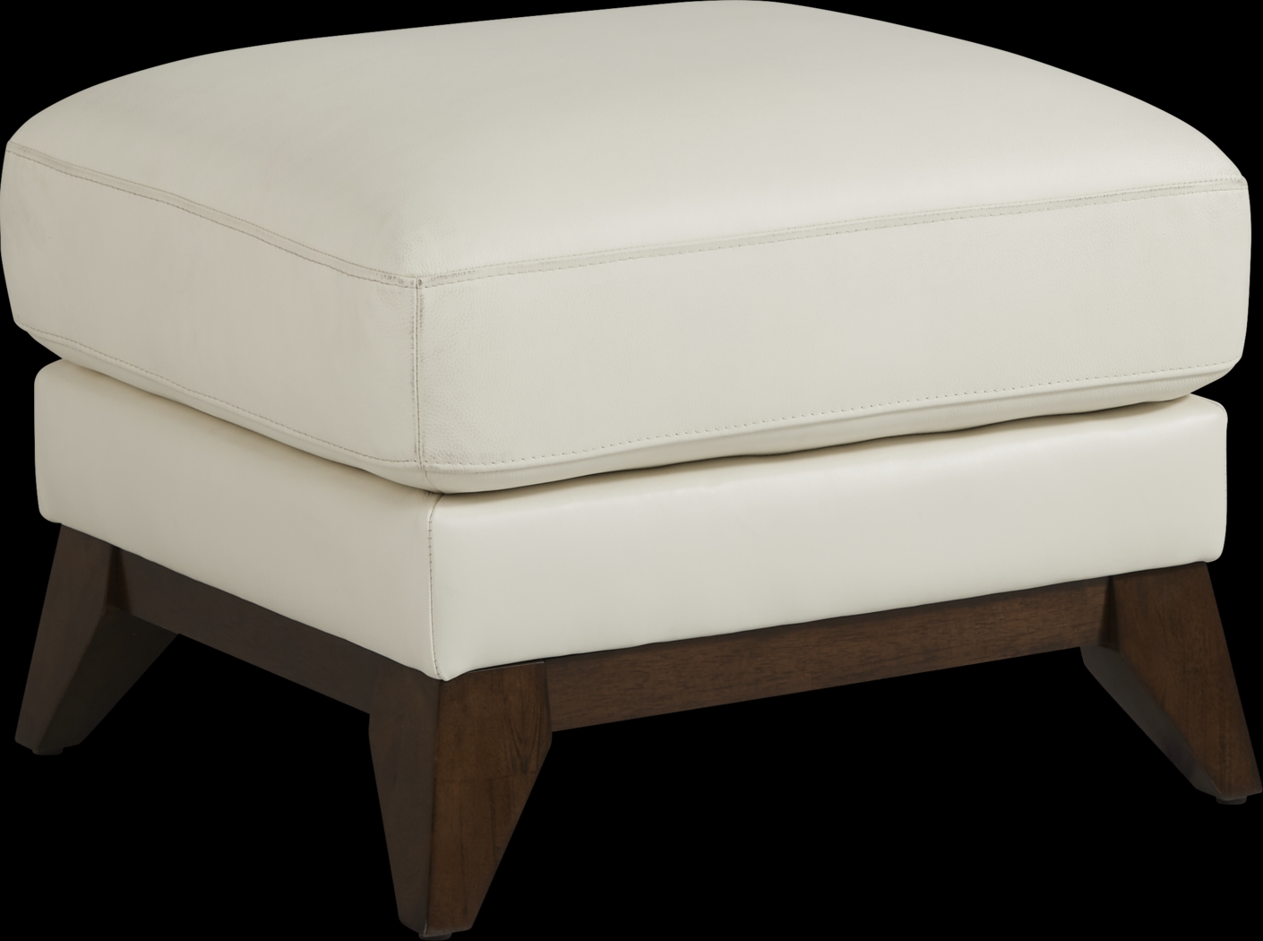 Marchese Ivory Leather Ottoman - Thumbnail - Image 1