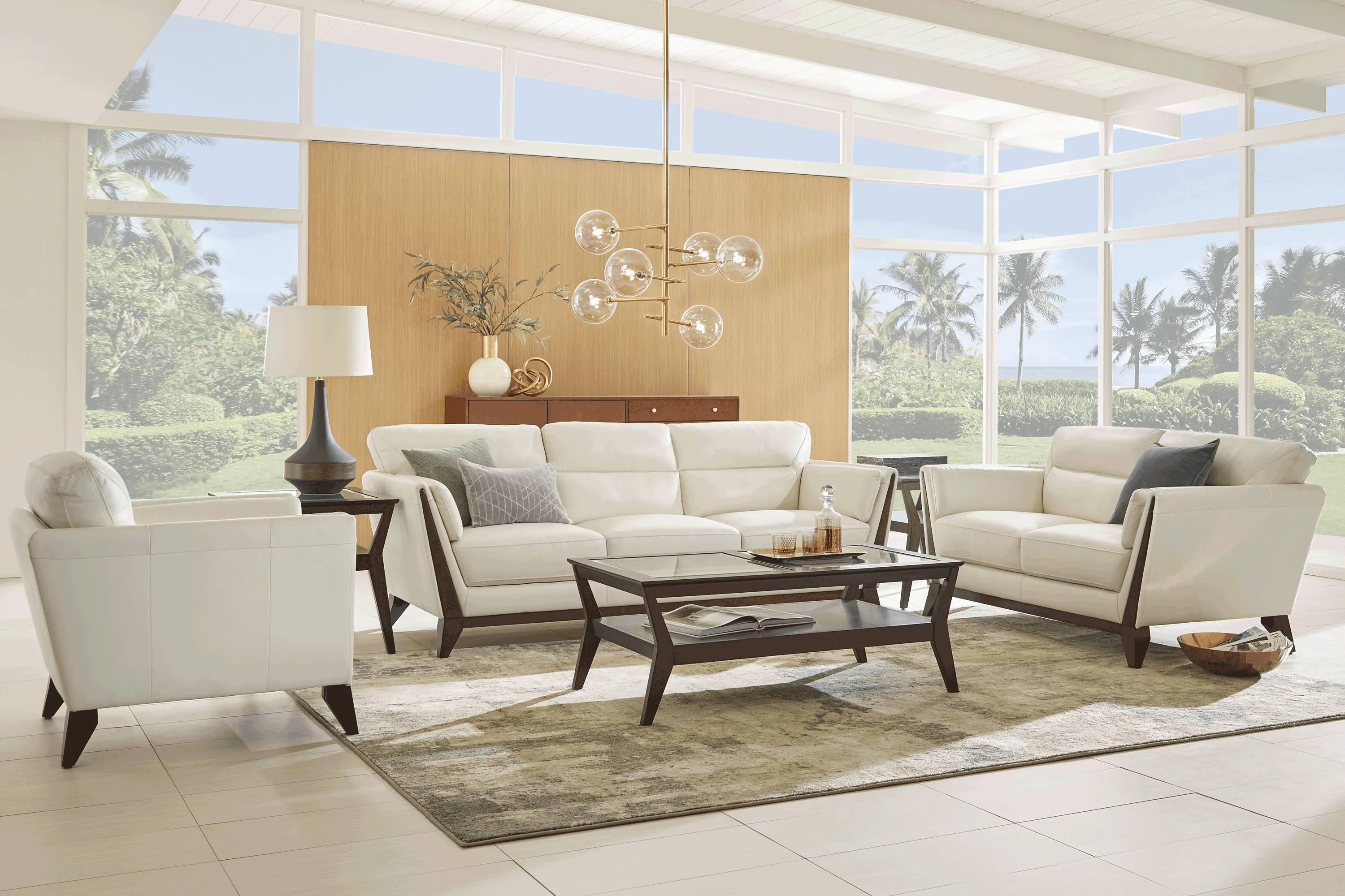 Marchese Ivory Leather 8 Pc Living Room - Thumbnail - Image 1