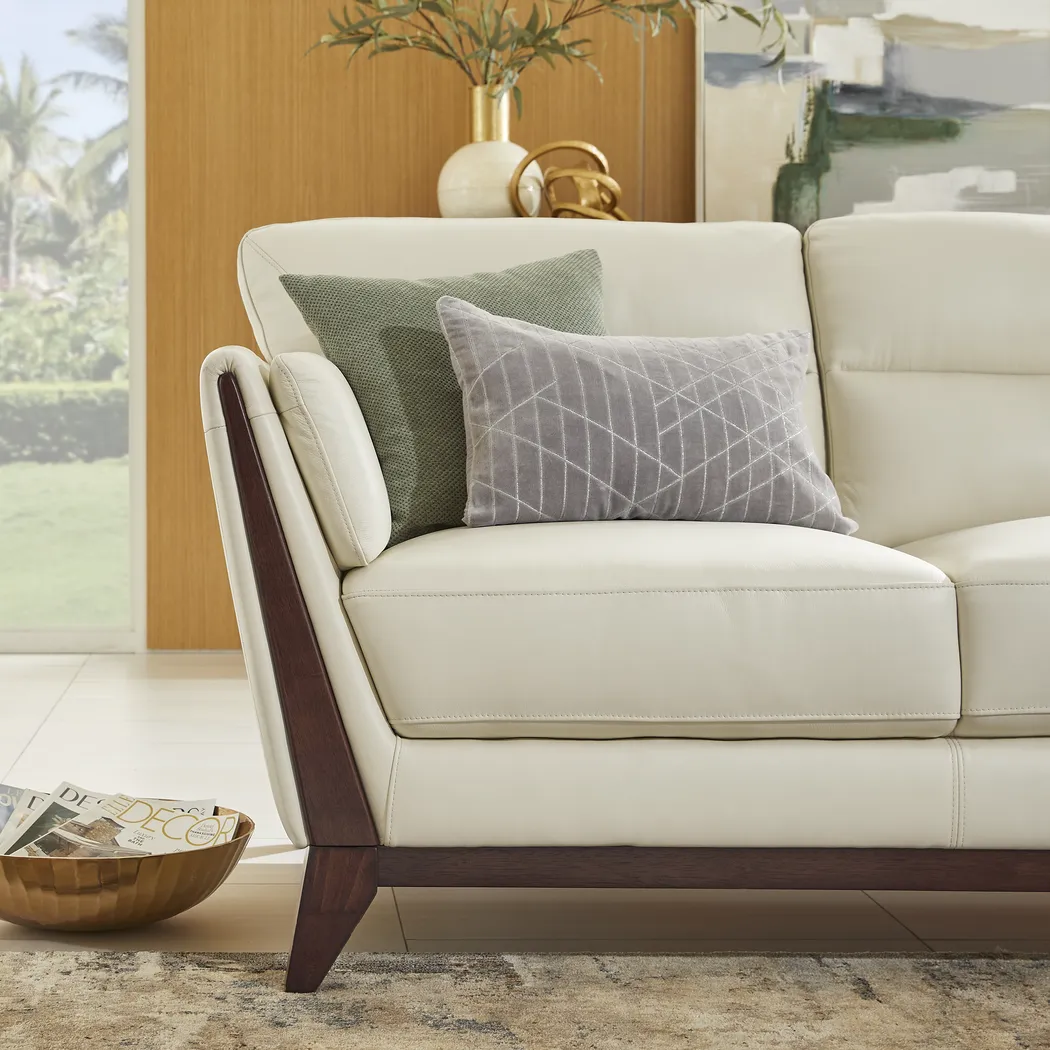 Marchese Ivory Leather Sofa - Thumbnail - Image 2