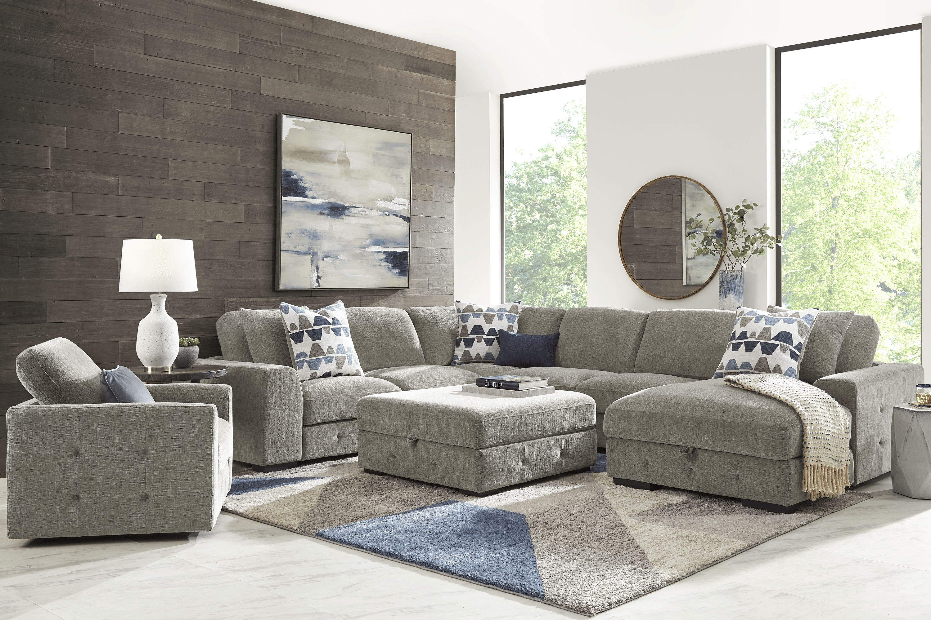 Marcola Mocha 7 Pc Sectional Living Room - Thumbnail - Image 1