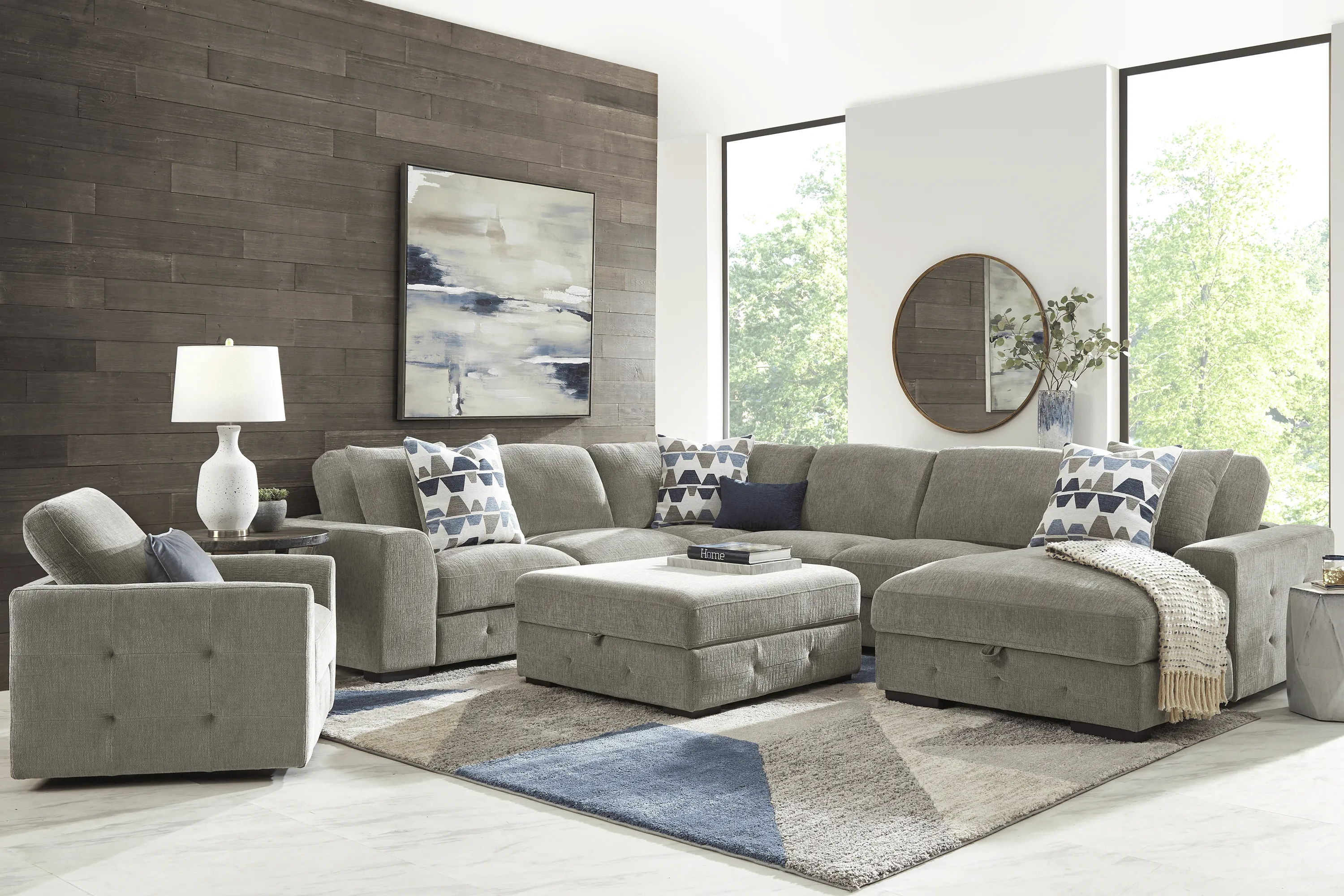 Marcola Mocha 7 Pc Sectional Living Room - Thumbnail - Image 1