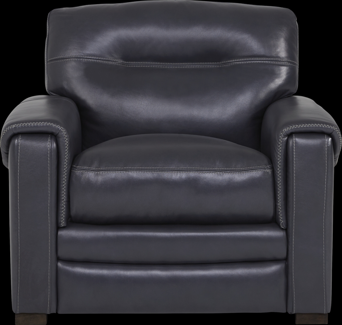 Margallo Blue Leather 3 Pc Living Room - Thumbnail - Image 8