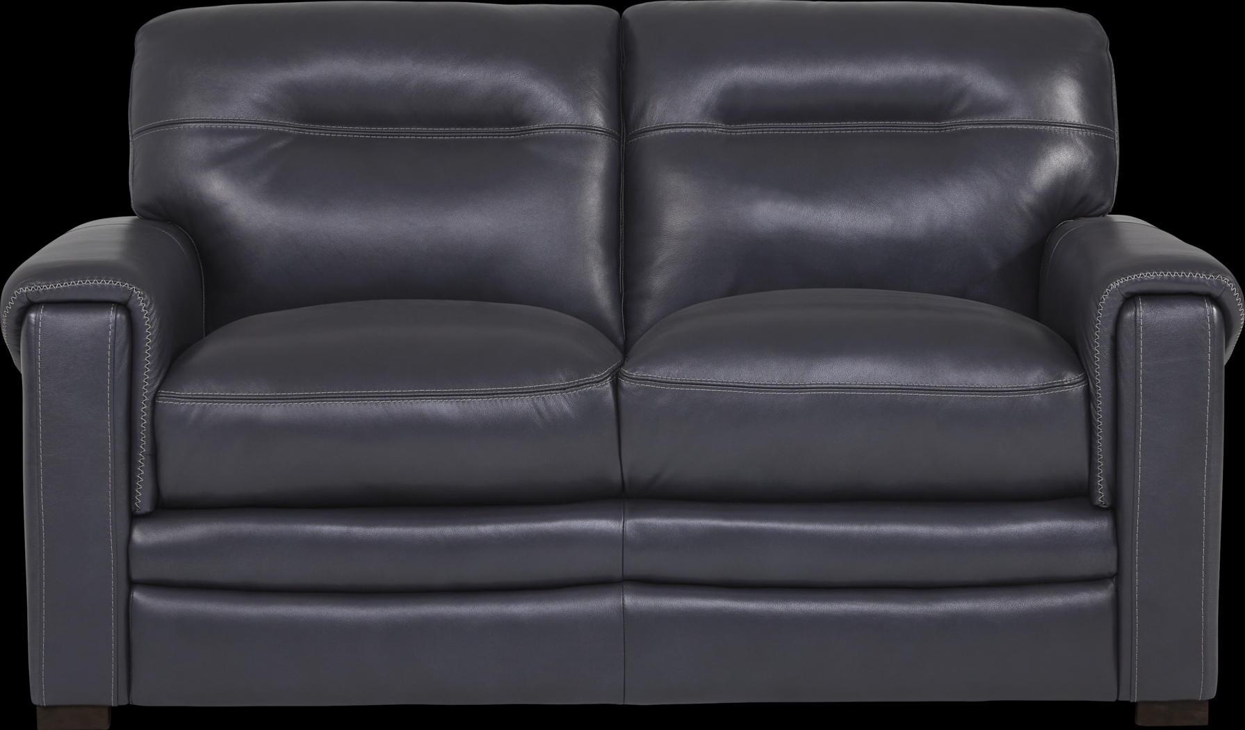 Margallo Blue Leather Loveseat - Thumbnail - Image 1