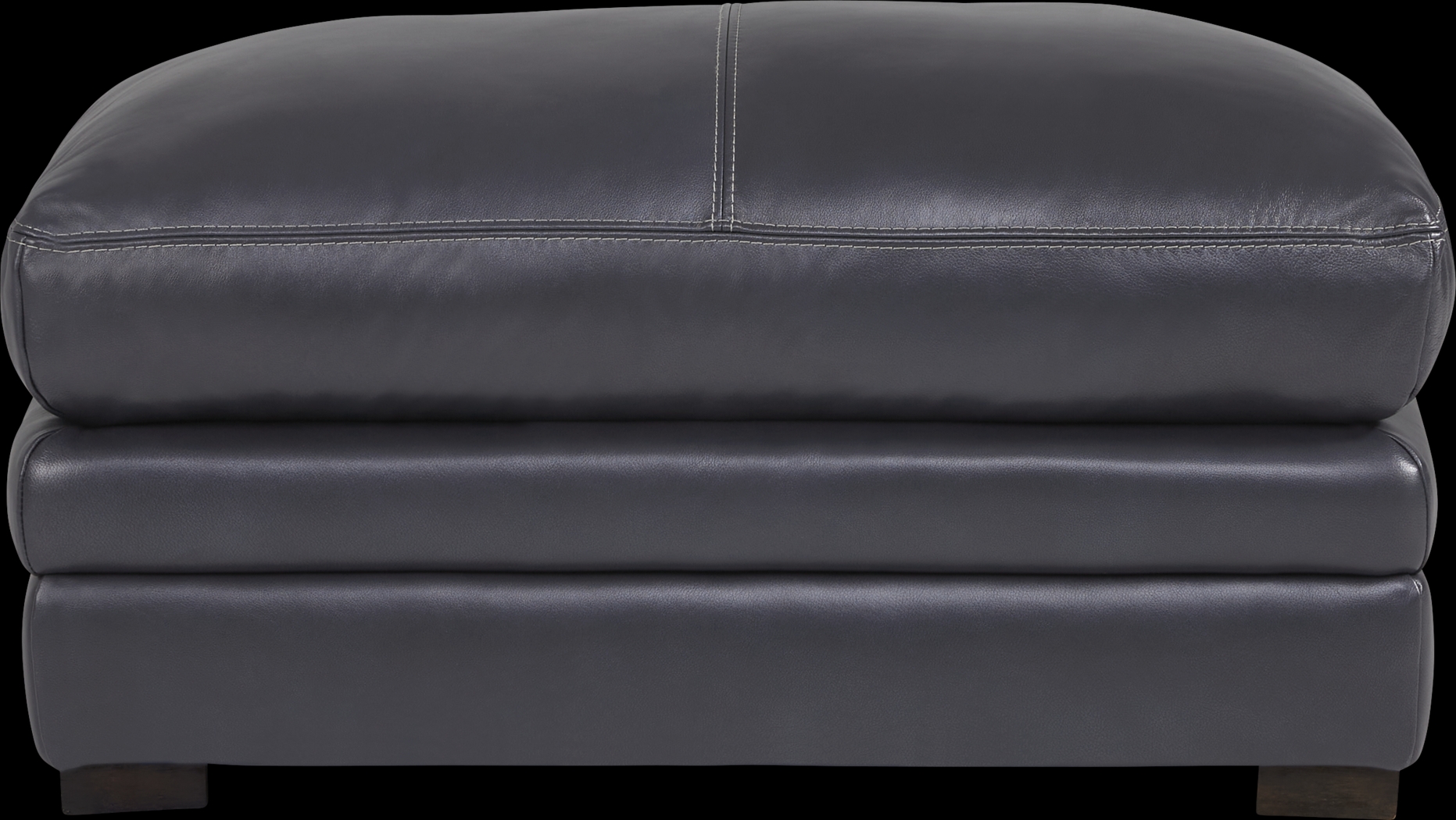 Margallo Blue Leather Ottoman - Thumbnail - Image 2