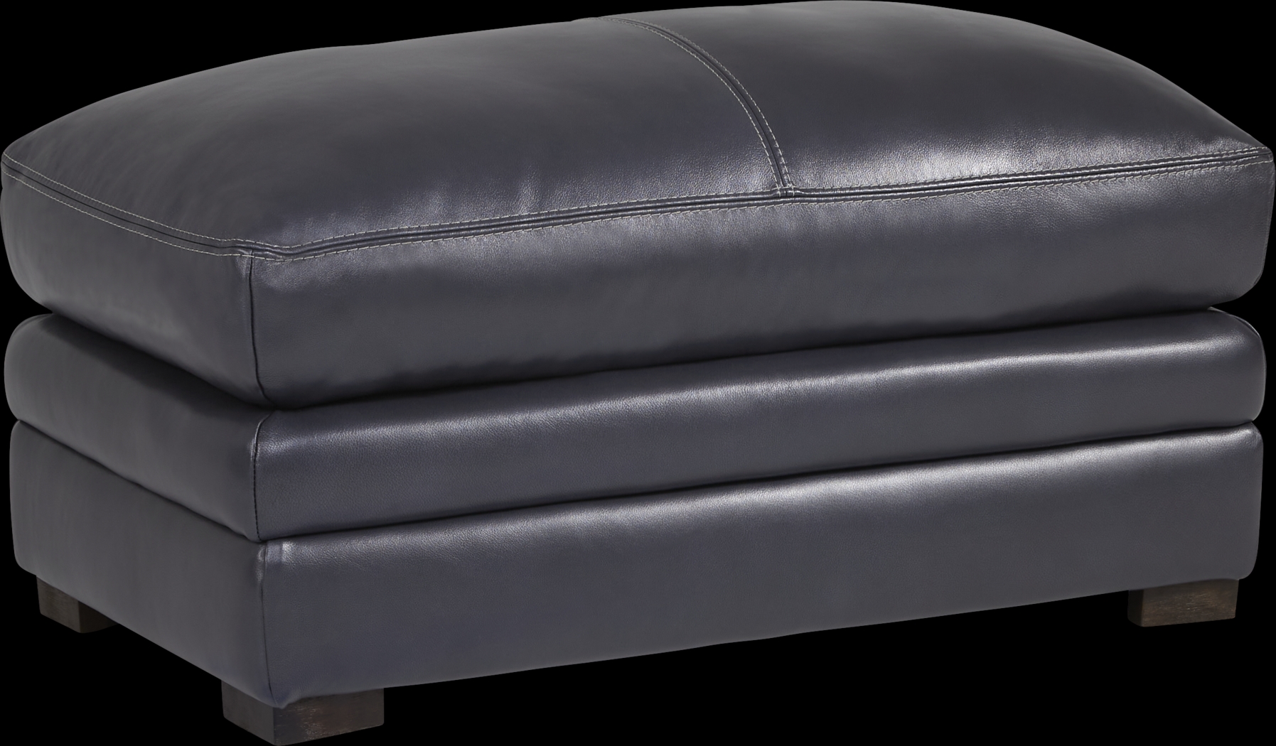 Margallo Blue Leather Ottoman - Thumbnail - Image 1