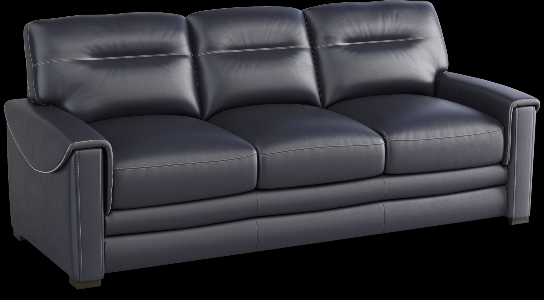 Margallo Blue Leather Sofa - Thumbnail - Image 3