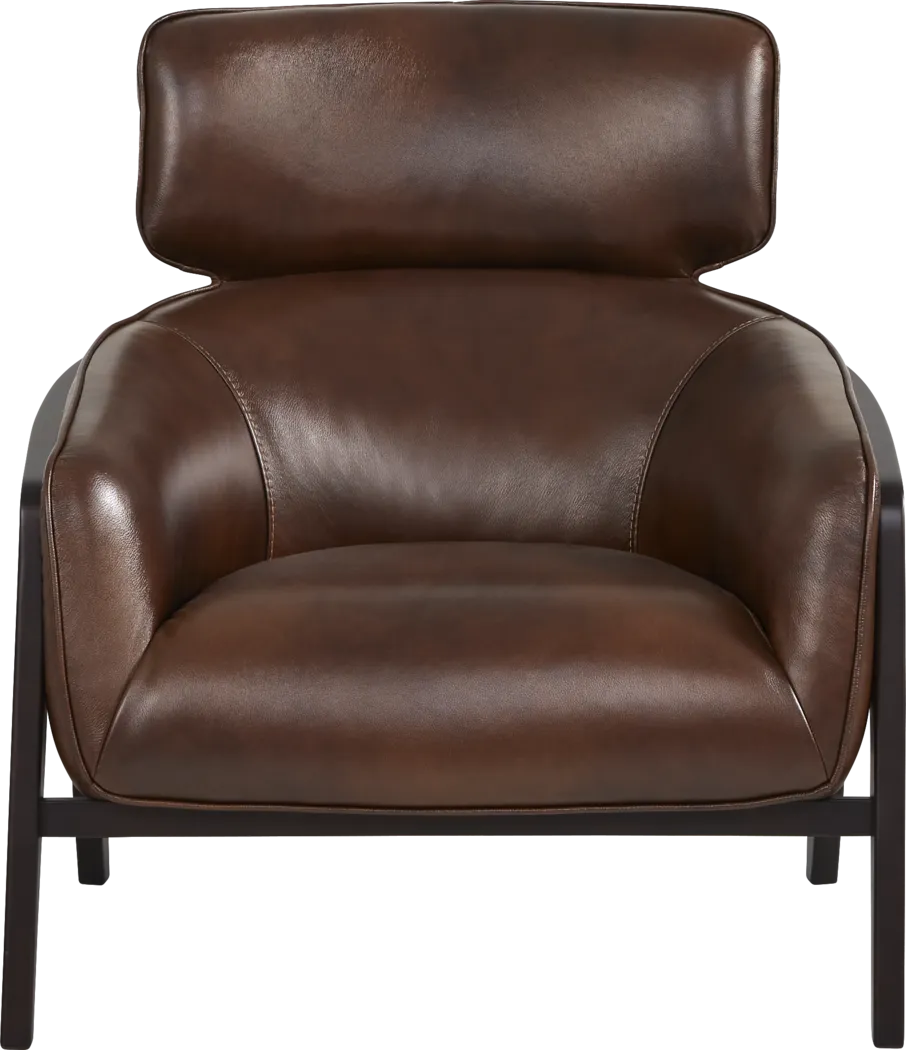 Margallo Brown Leather Accent Chair - Thumbnail - Image 2