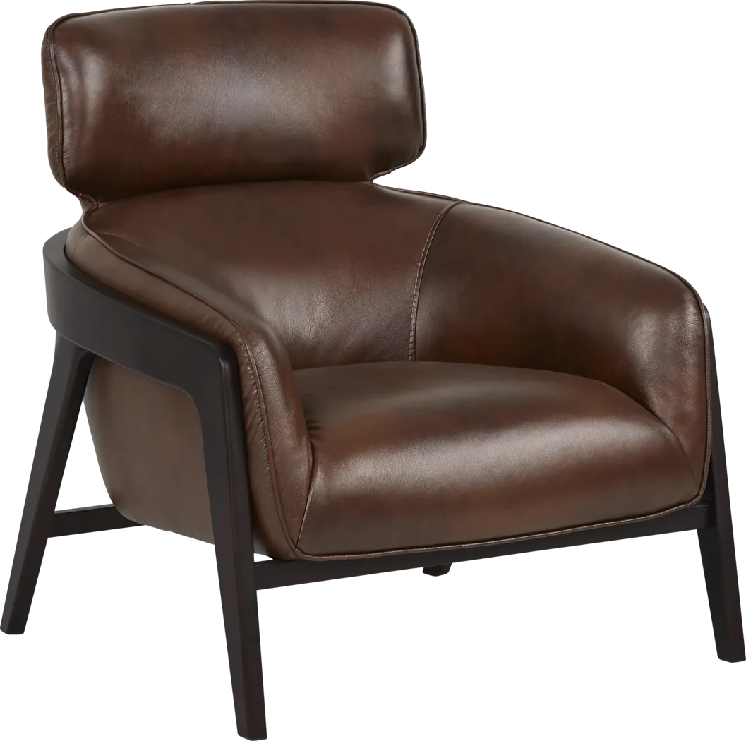 Margallo Brown Leather Accent Chair - Thumbnail - Image 1