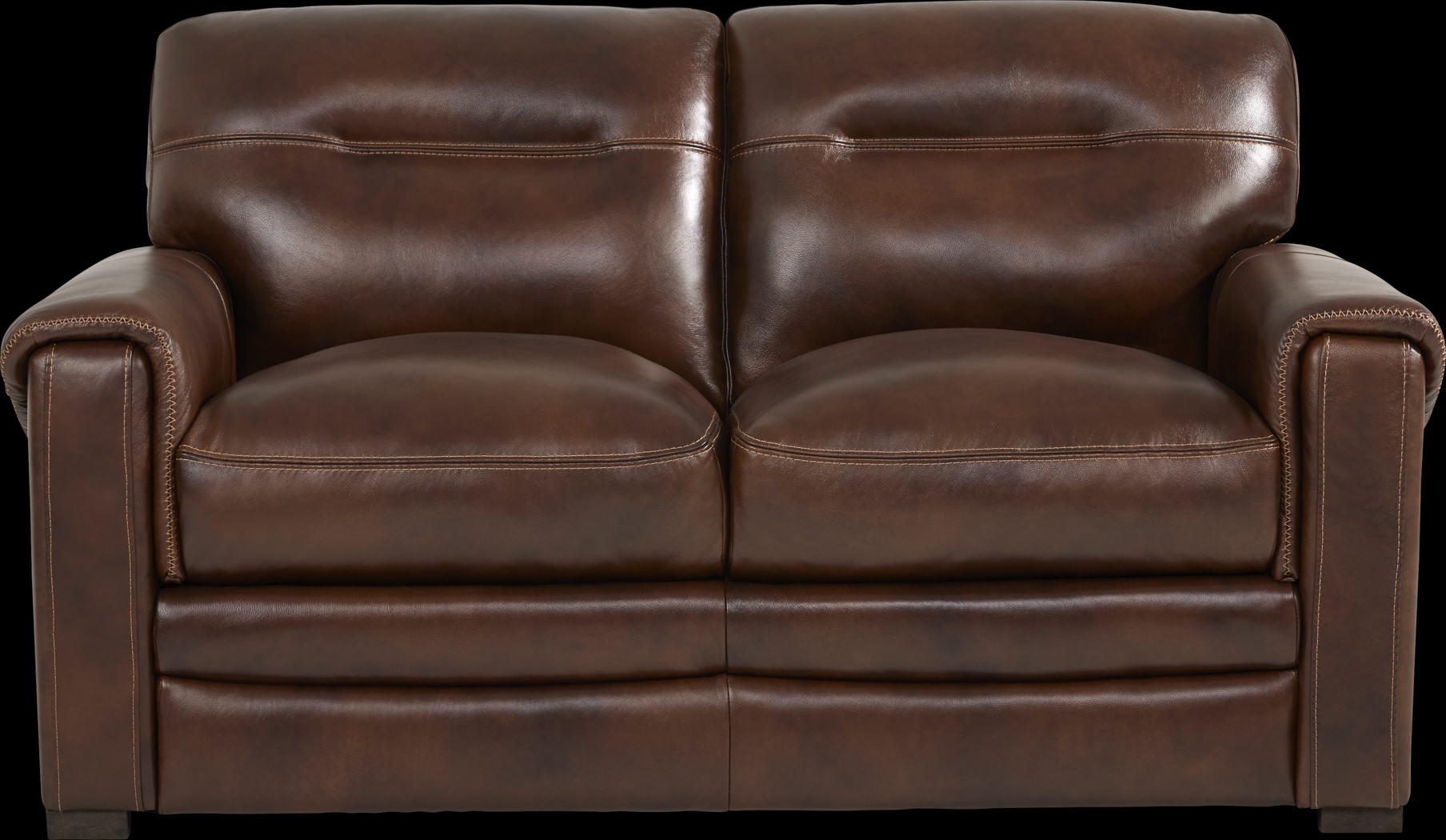Margallo Brown Leather Loveseat - Thumbnail - Image 1