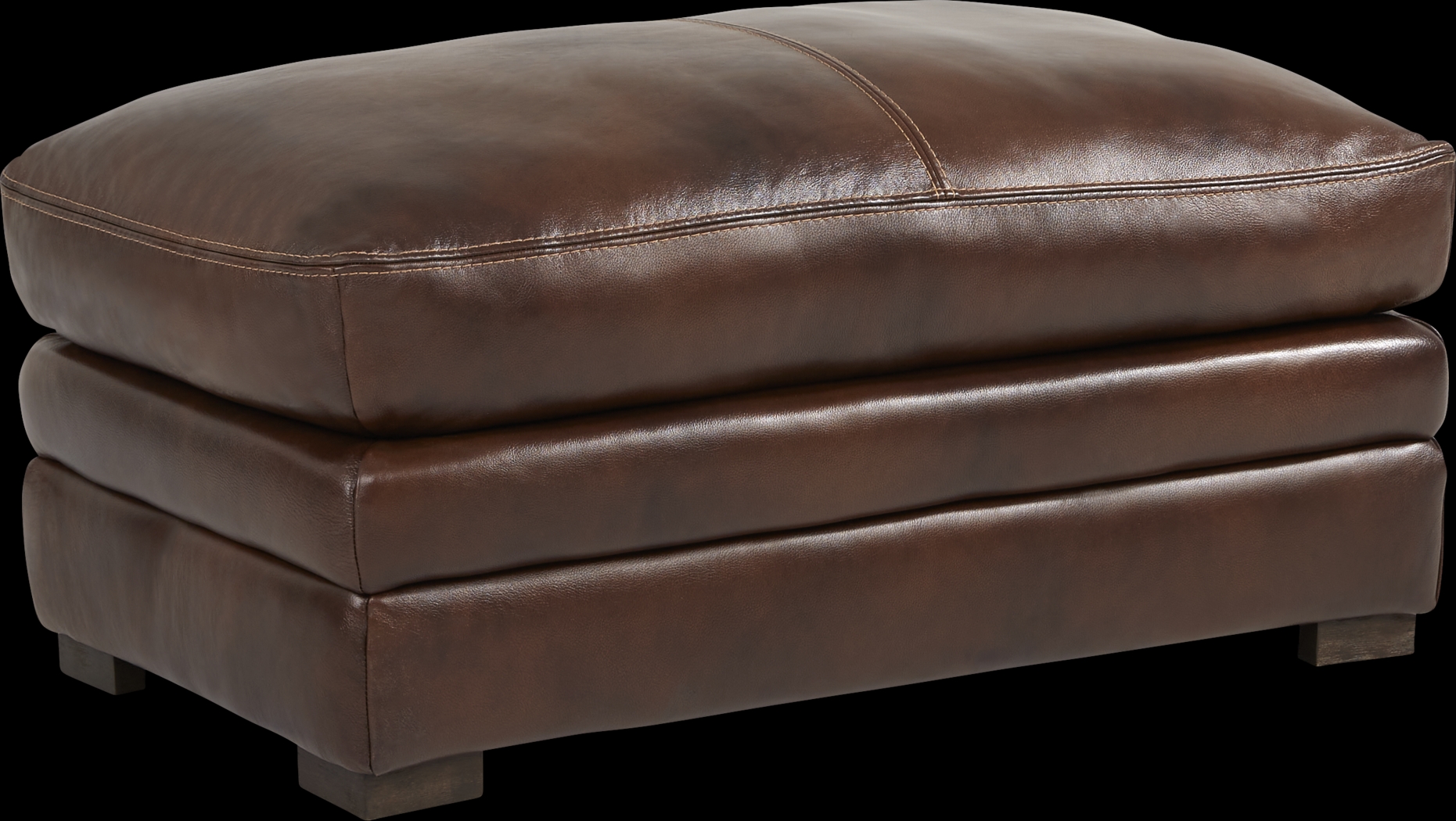 Margallo Brown Leather Ottoman - Thumbnail - Image 1