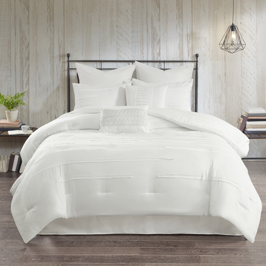 Maricka White 8 Pc Queen Comforter Set - Thumbnail - Image 1