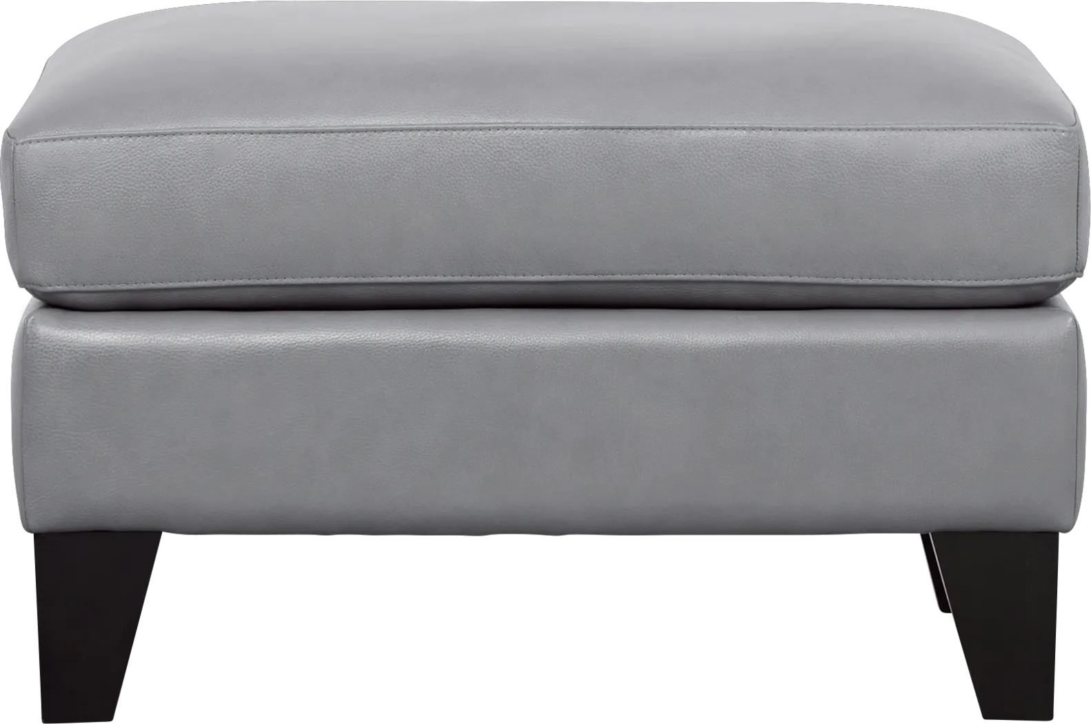 Marielle Gray Leather Ottoman - Thumbnail - Image 2