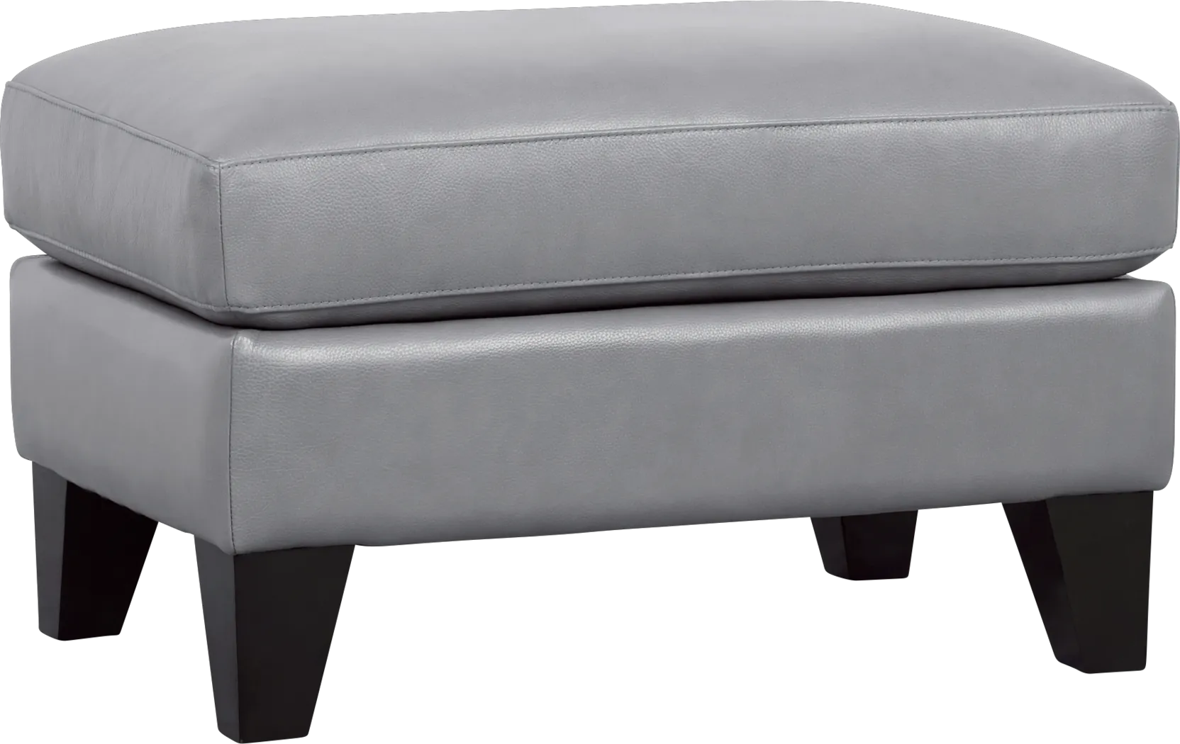 Marielle Gray Leather Ottoman - Thumbnail - Image 1