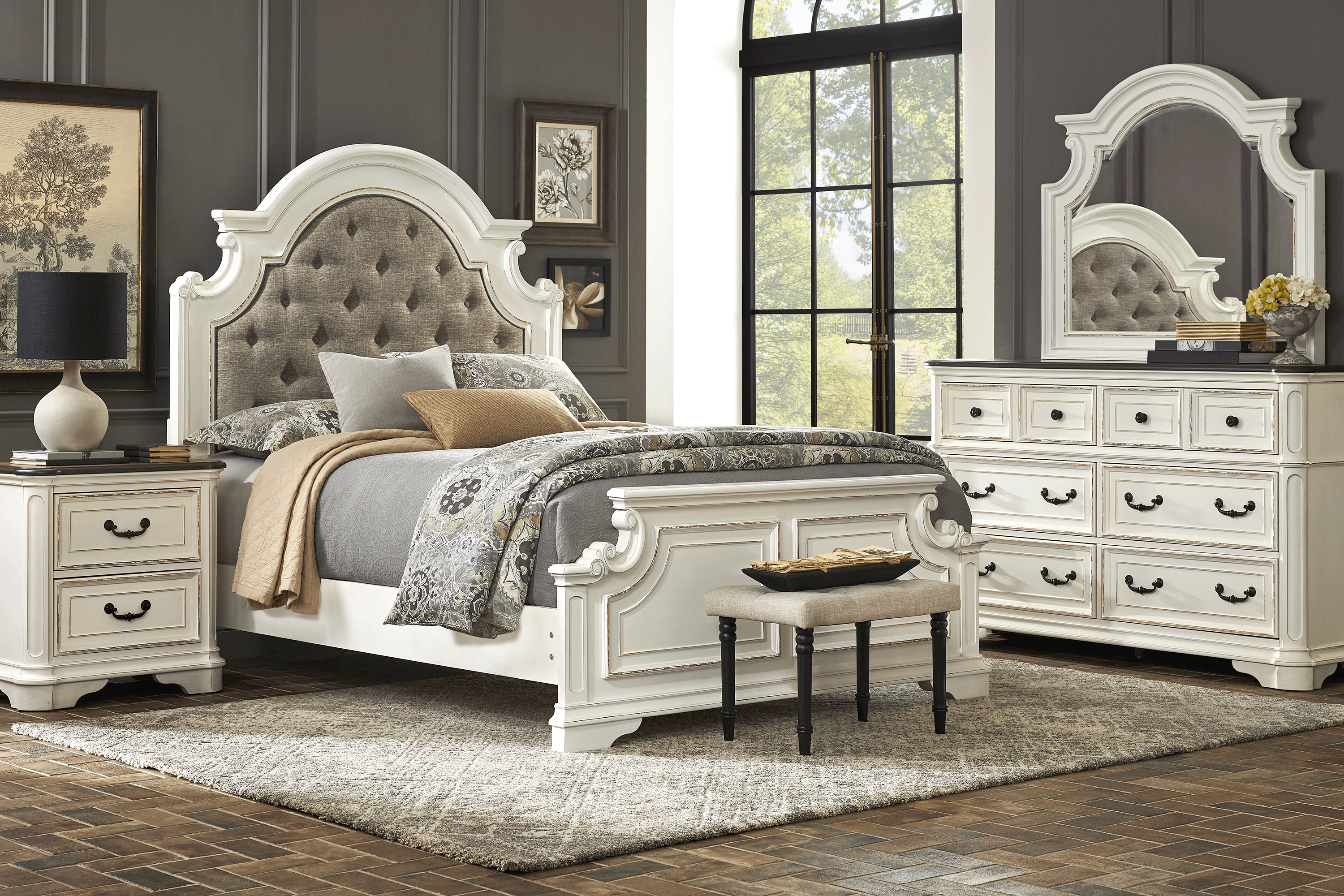 Marien Park White 5 Pc King Upholstered Bedroom - Thumbnail - Image 1