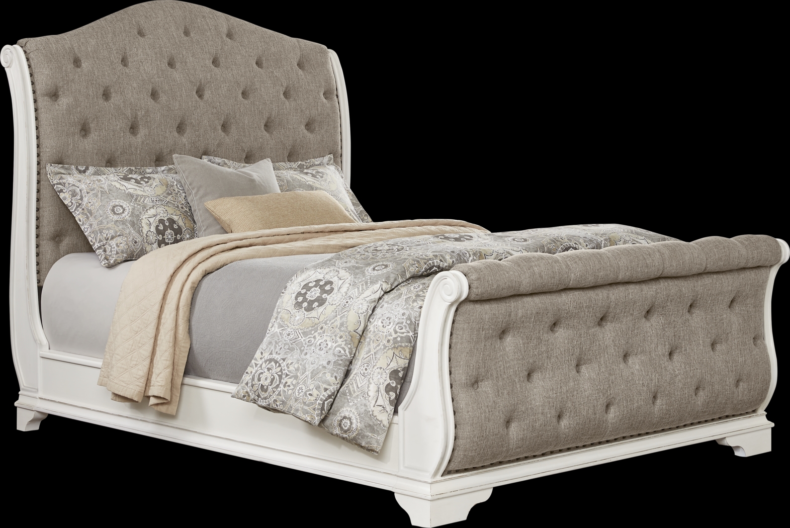 Marien Park White Queen Sleigh Bed - Thumbnail - Image 1