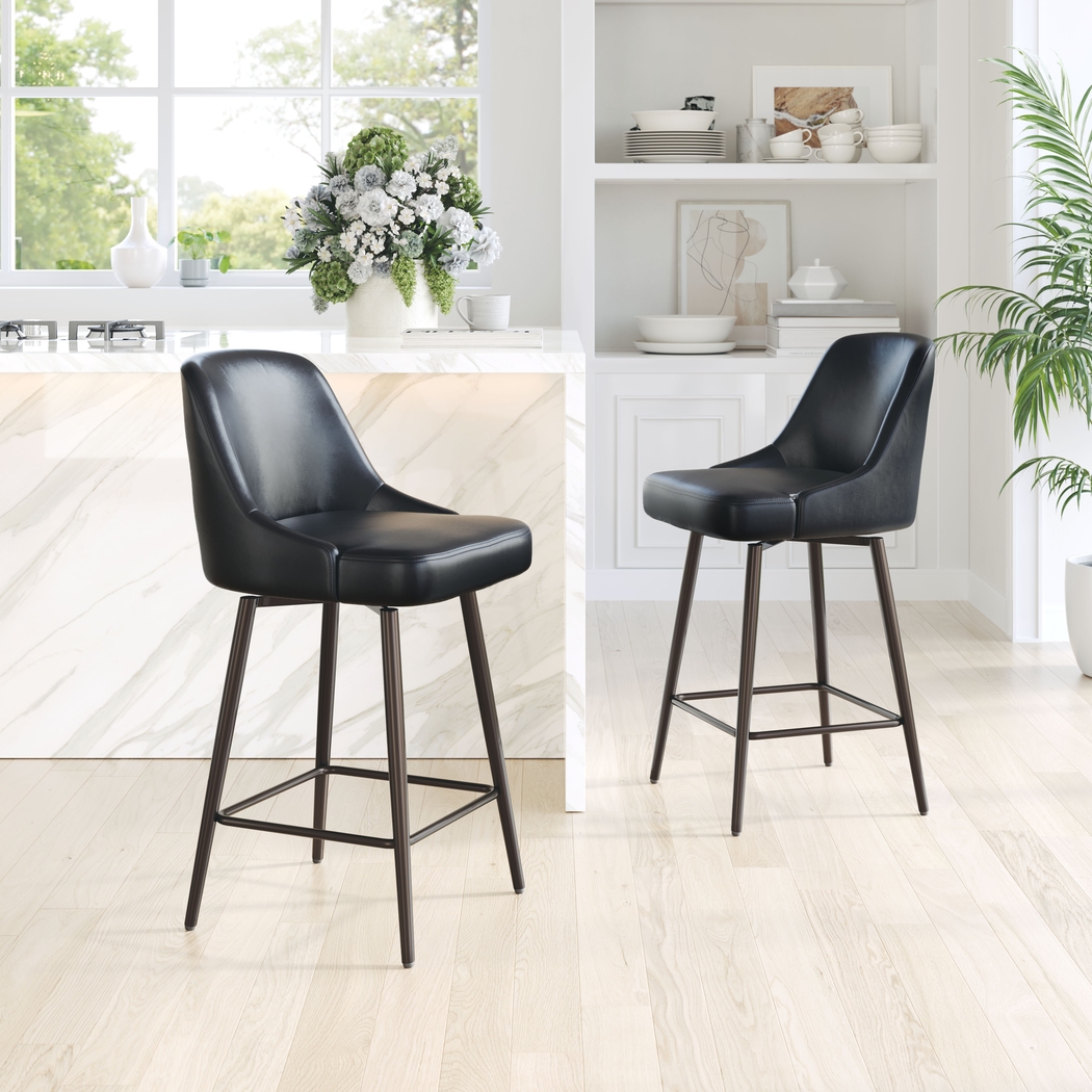 Marina Black Swivel Counter Height Stool - Thumbnail - Image 2