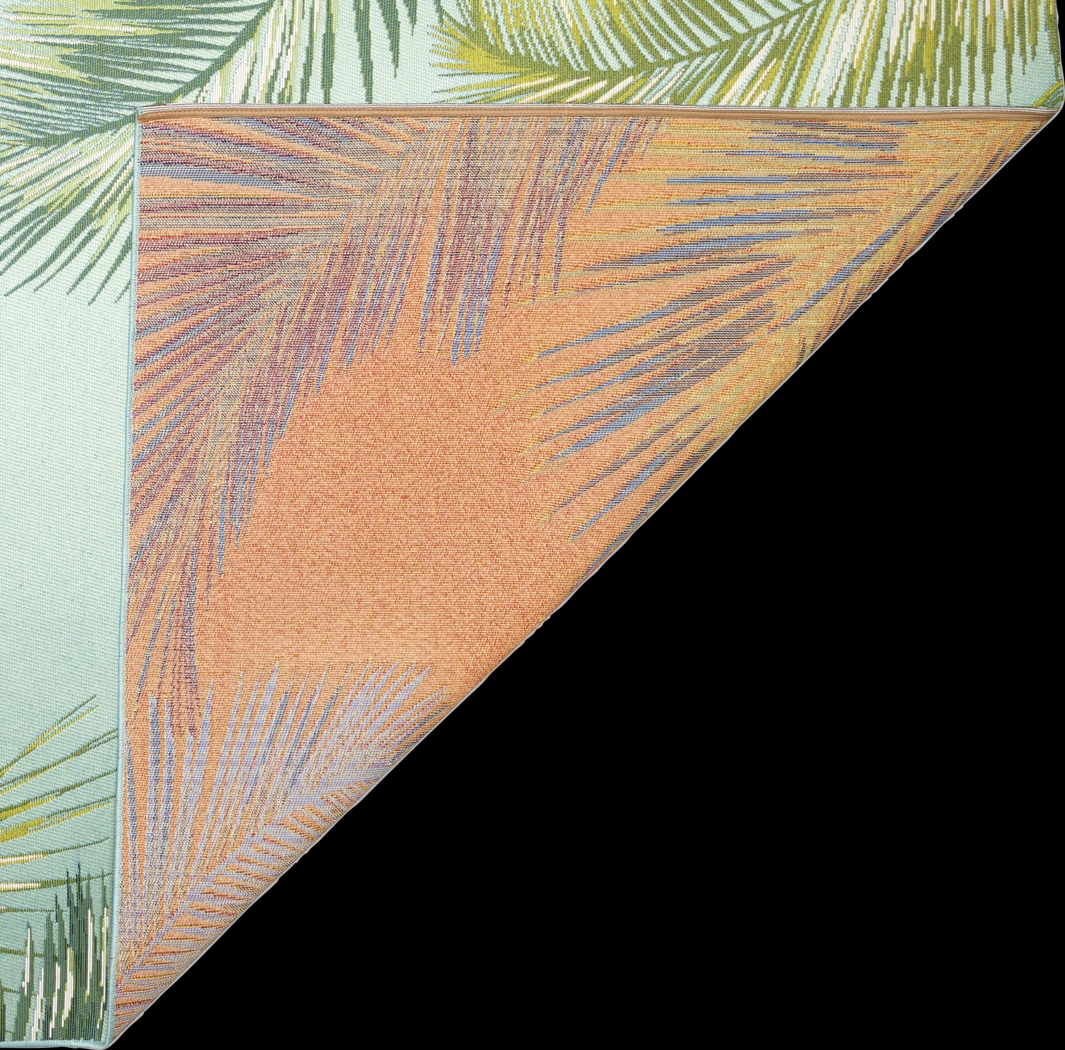 Marina Palms Aqua 4'10 x 7'6 Indoor/Outdoor Rug - Thumbnail - Image 7