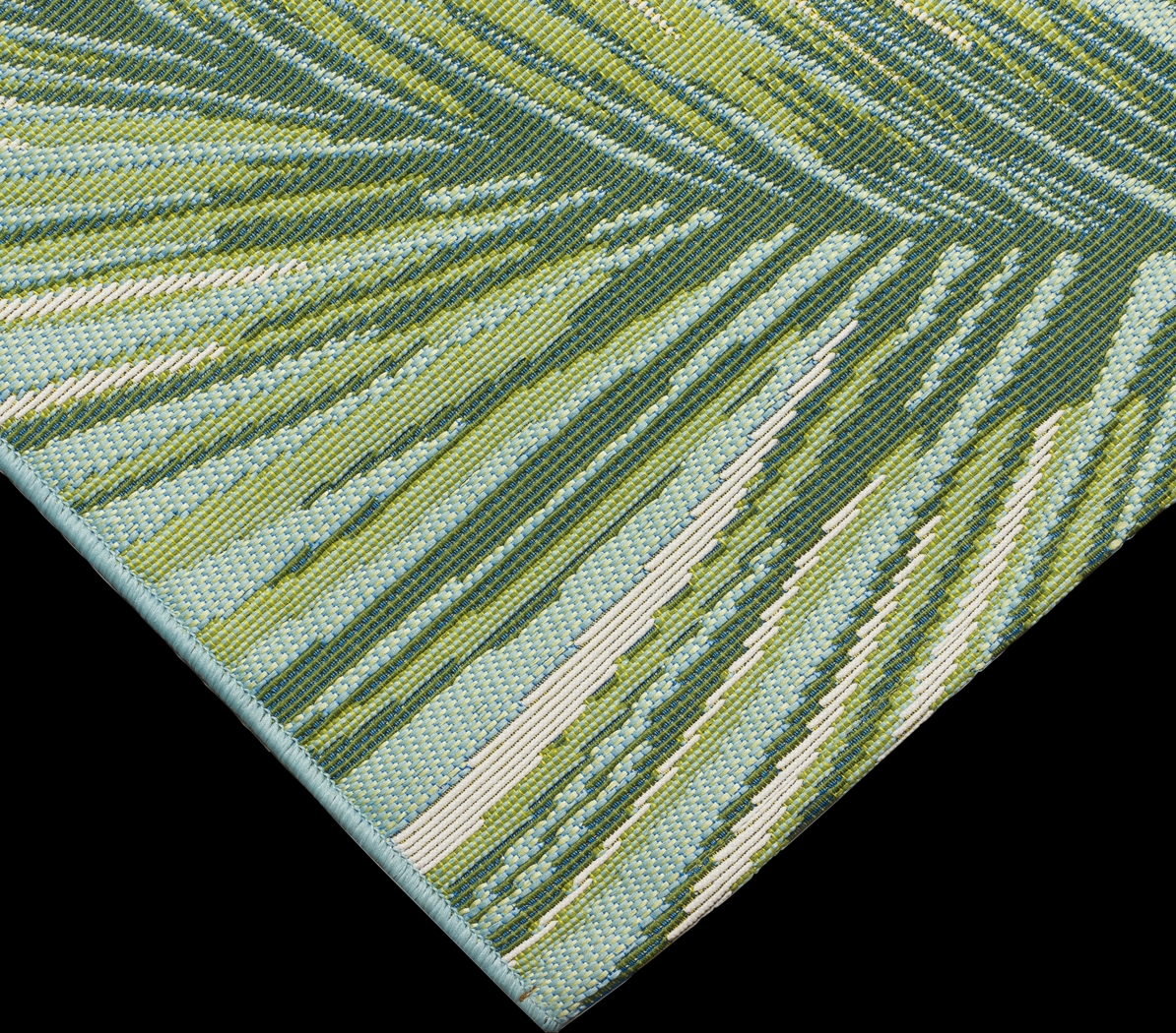 Marina Palms Aqua 4'10 x 7'6 Indoor/Outdoor Rug - Thumbnail - Image 8
