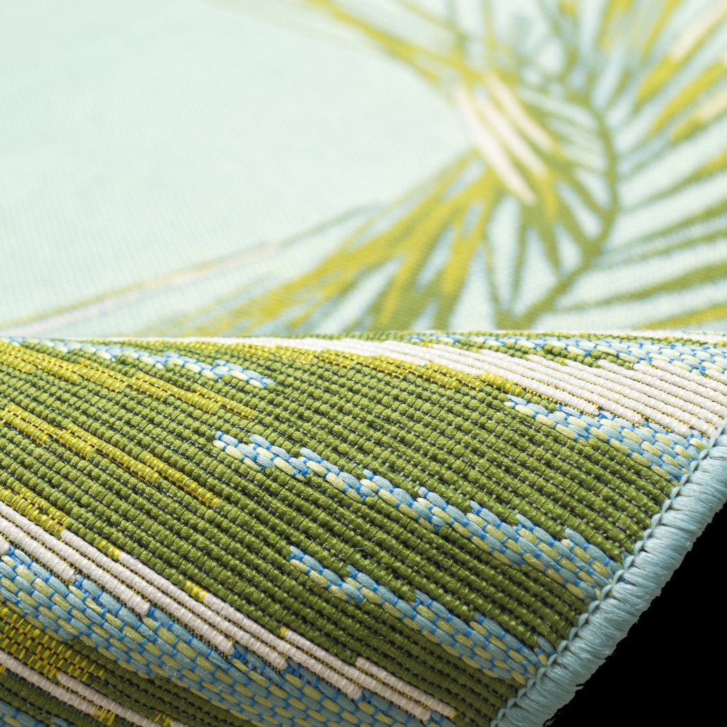 Marina Palms Aqua 4'10 x 7'6 Indoor/Outdoor Rug - Thumbnail - Image 10