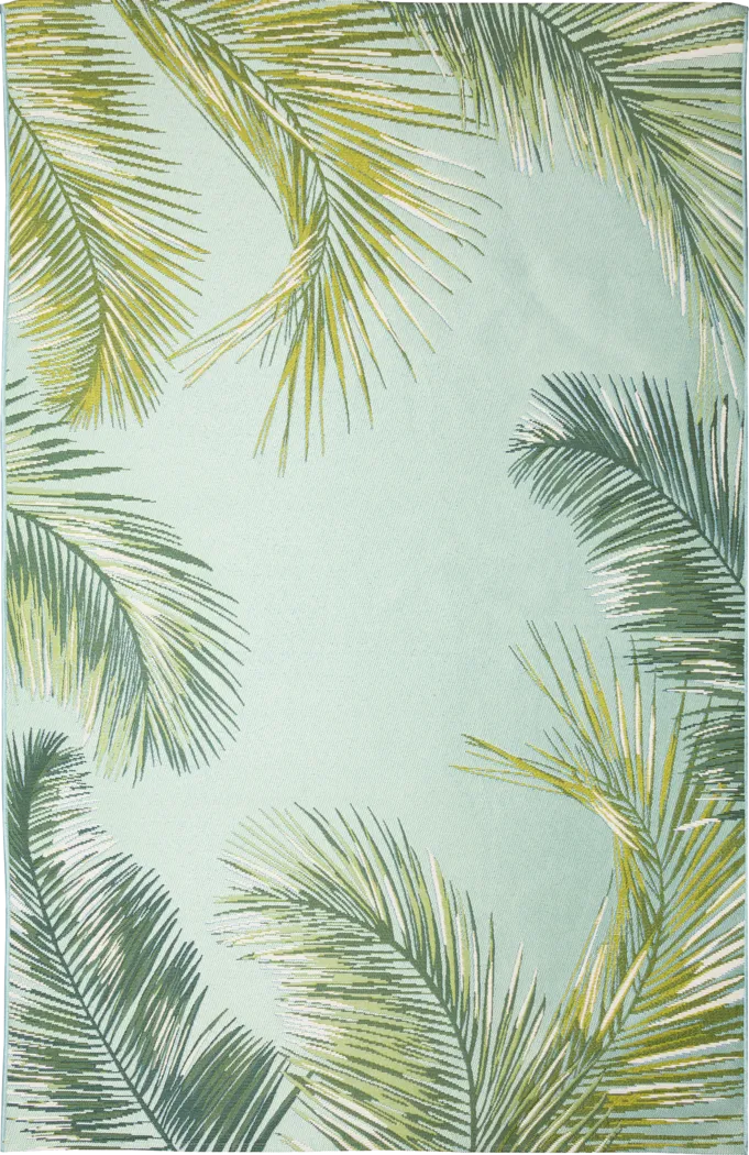 Marina Palms Aqua 6'6 x 9'4 Indoor/Outdoor Rug - Thumbnail - Image 1