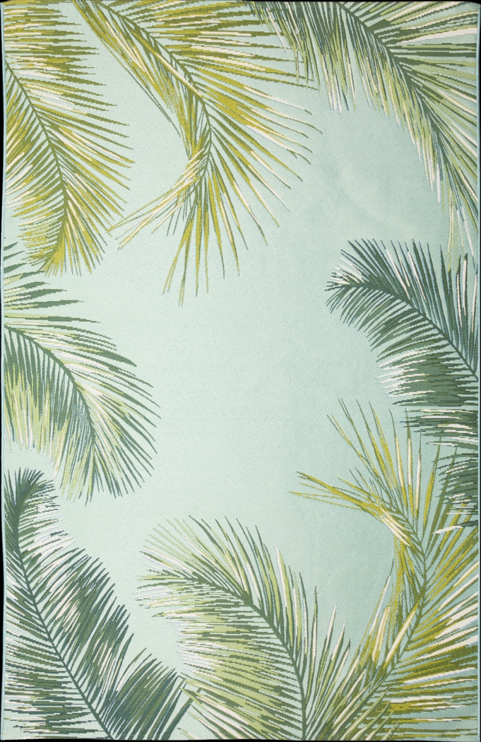 Marina Palms Aqua 7'10 x 9'10 Indoor/Outdoor Rug - Thumbnail - Image 1