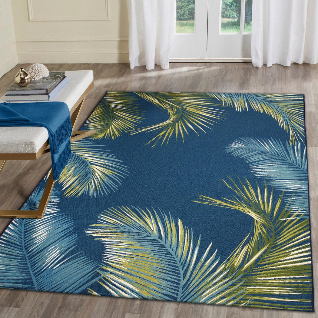 Marina Palms Navy 4'10 x 7'6 Indoor/Outdoor Rug - Thumbnail - Image 2