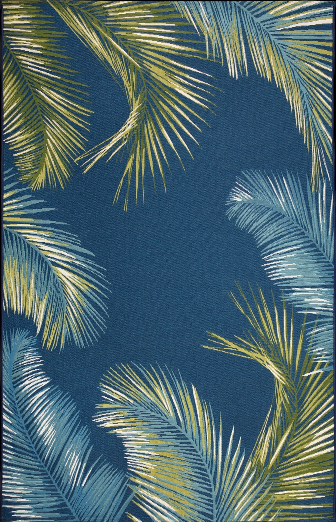 Marina Palms Navy 6'6 x 9'4 Indoor/Outdoor Rug - Thumbnail - Image 1