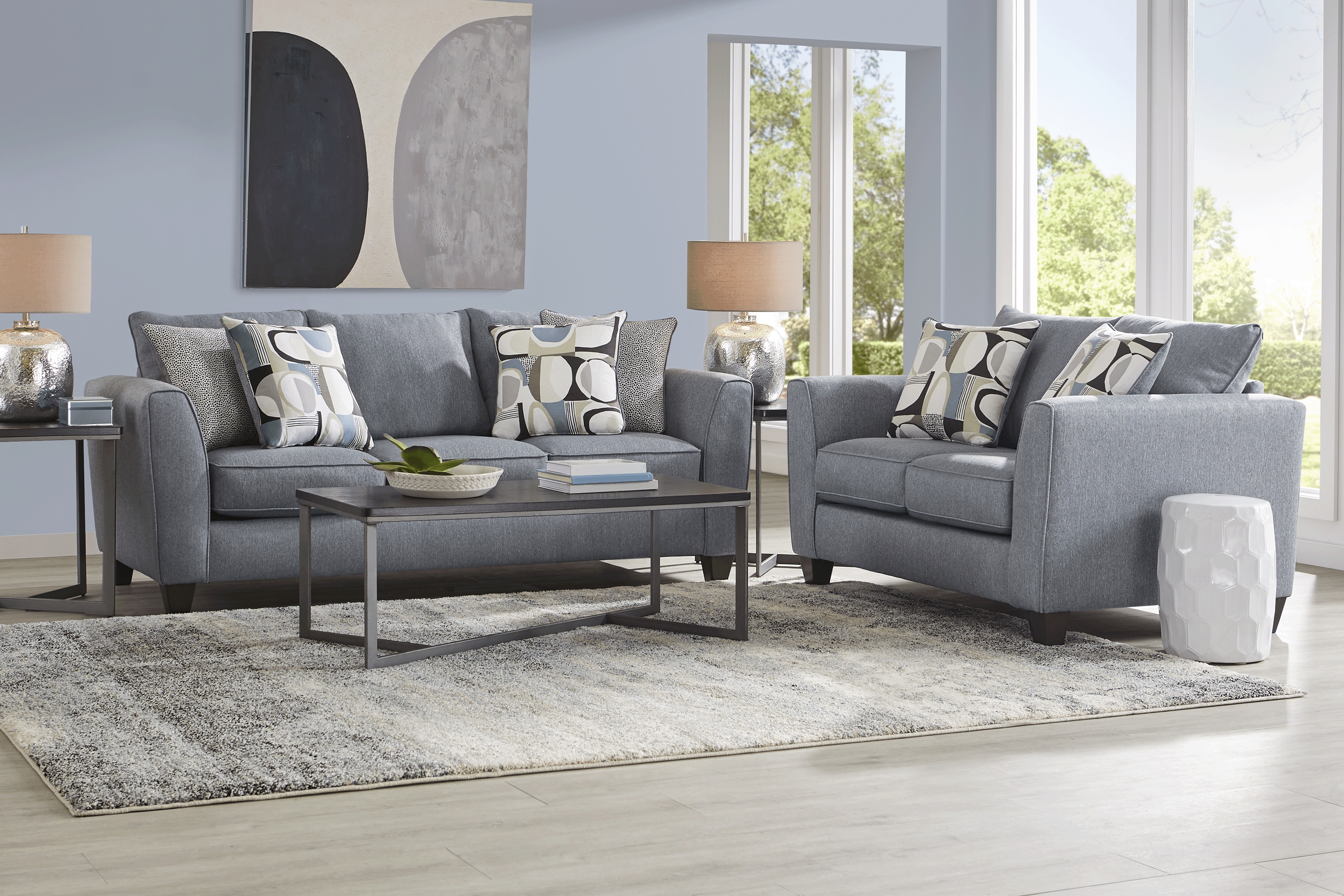 Marisol Bay Gray 7 Pc Living Room with Sleeper Sofa - Thumbnail - Image 1